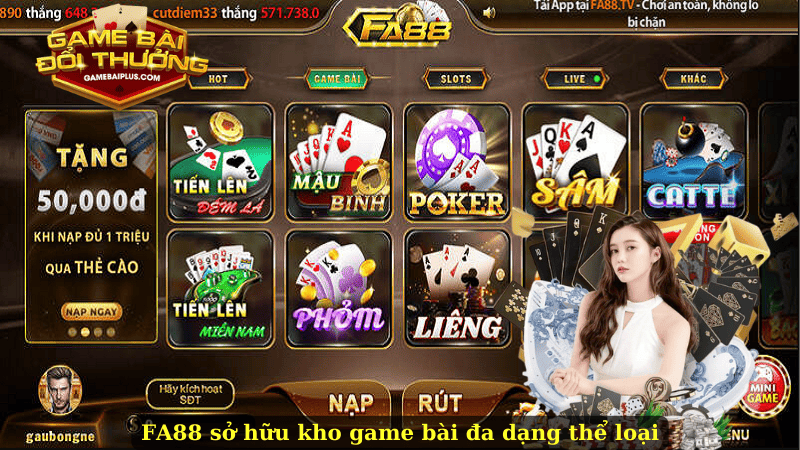 FA88 sở hữu kho game bài đa dạng thể loại