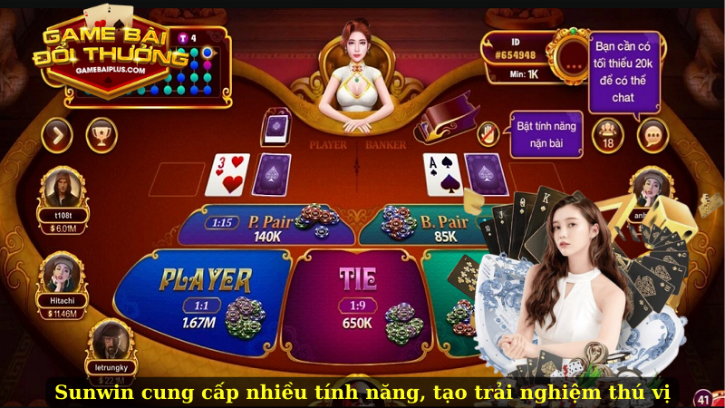 Sunwin cung cấp nhiều tính năng, tạo trải nghiệm thú vị