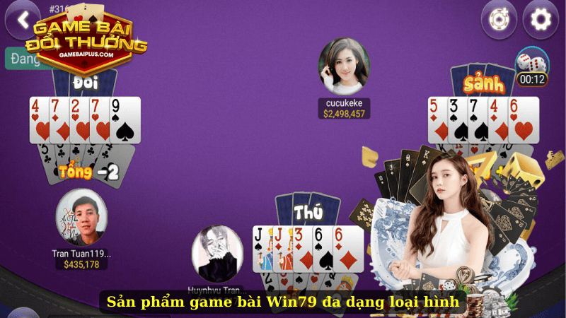 Sản phẩm game bài Win79 đa dạng loại hình